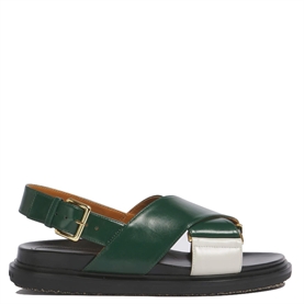 Marni Fussbett Sandaler, Green/Chalk